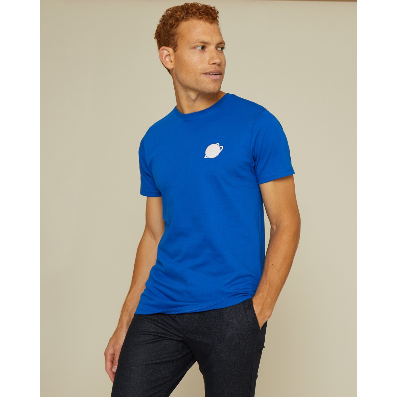 T-shirt Artwork bleu klein en coton