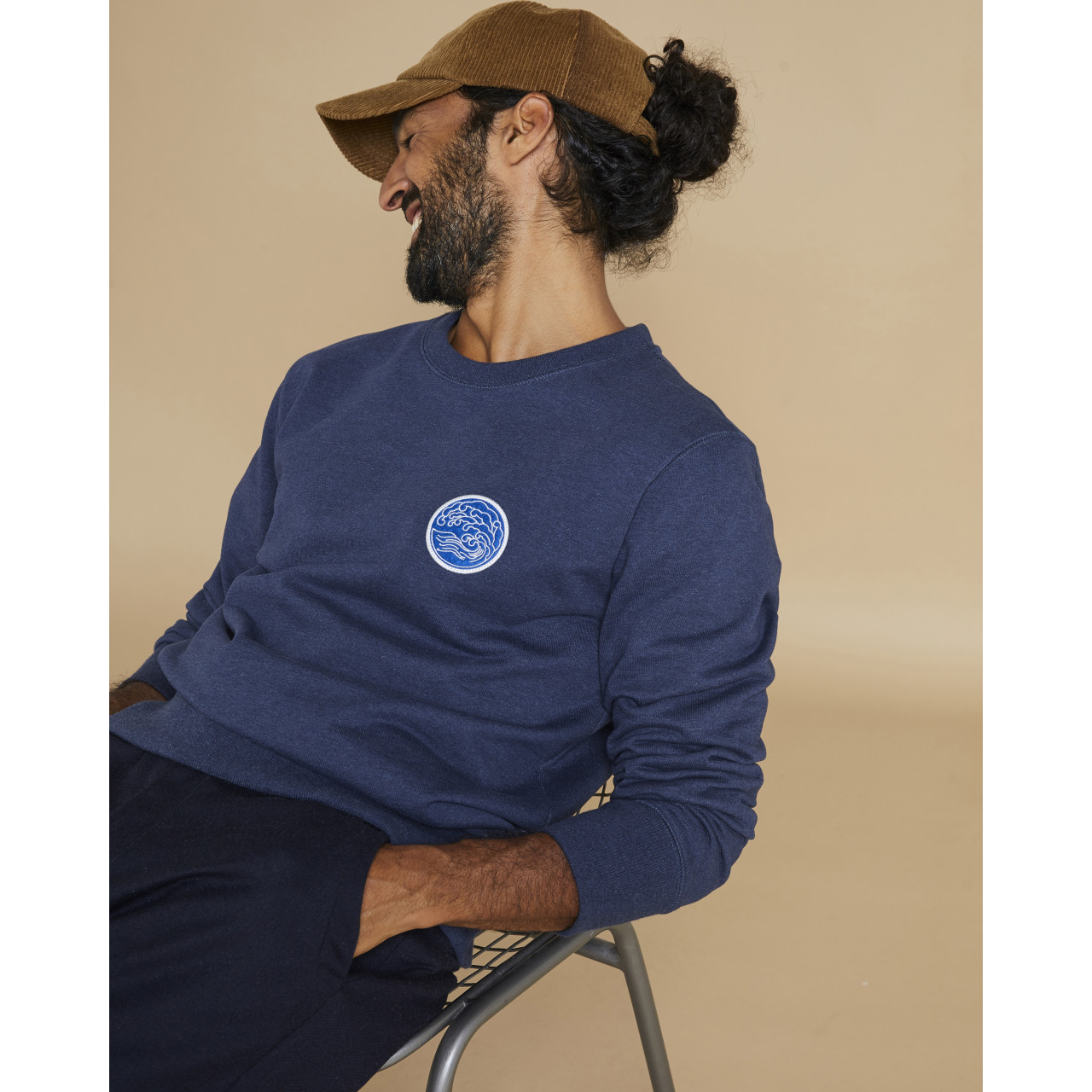 Sweatshirt Allen patch hokusai ardoise