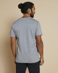 Tshirt gris chiné en coton bio épais écru rayé kaki pour homme - ADRESSE Paris