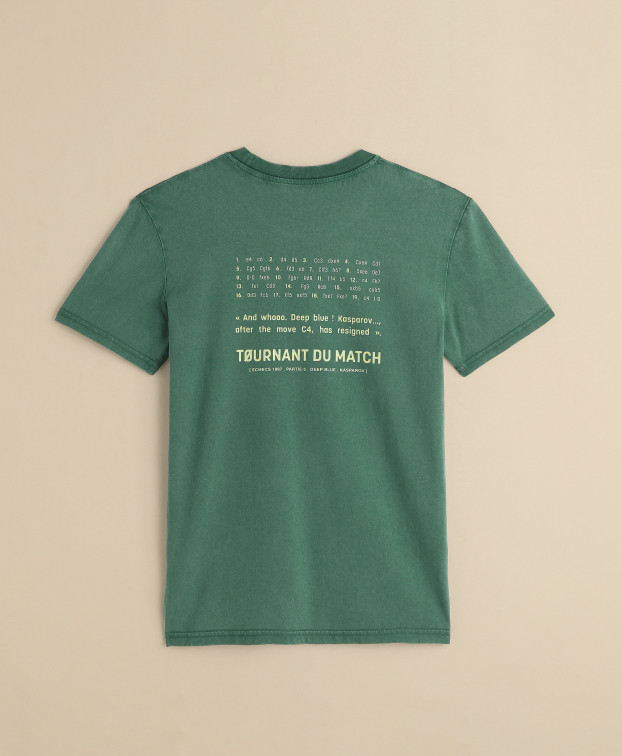 T-shirt vert chiné Contre la montre en coton bio pour homme - ADRESSE