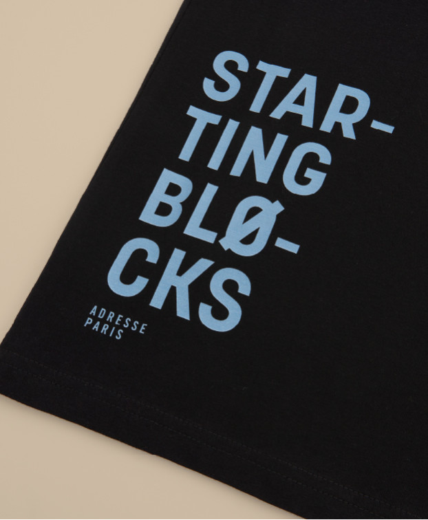 T-shirt gris noir Starting Blocks en coton bio pour homme - ADRESSE